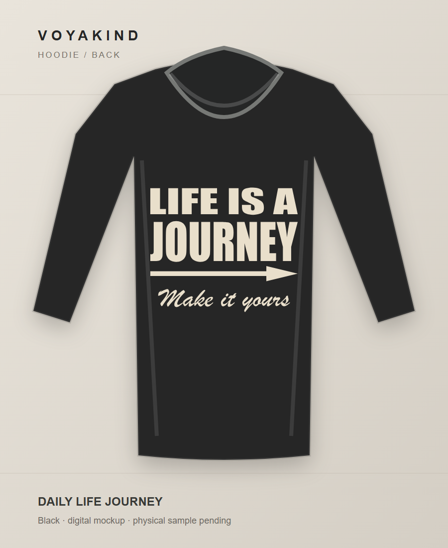 Life Is a Journey Hoodie digital garment mockup