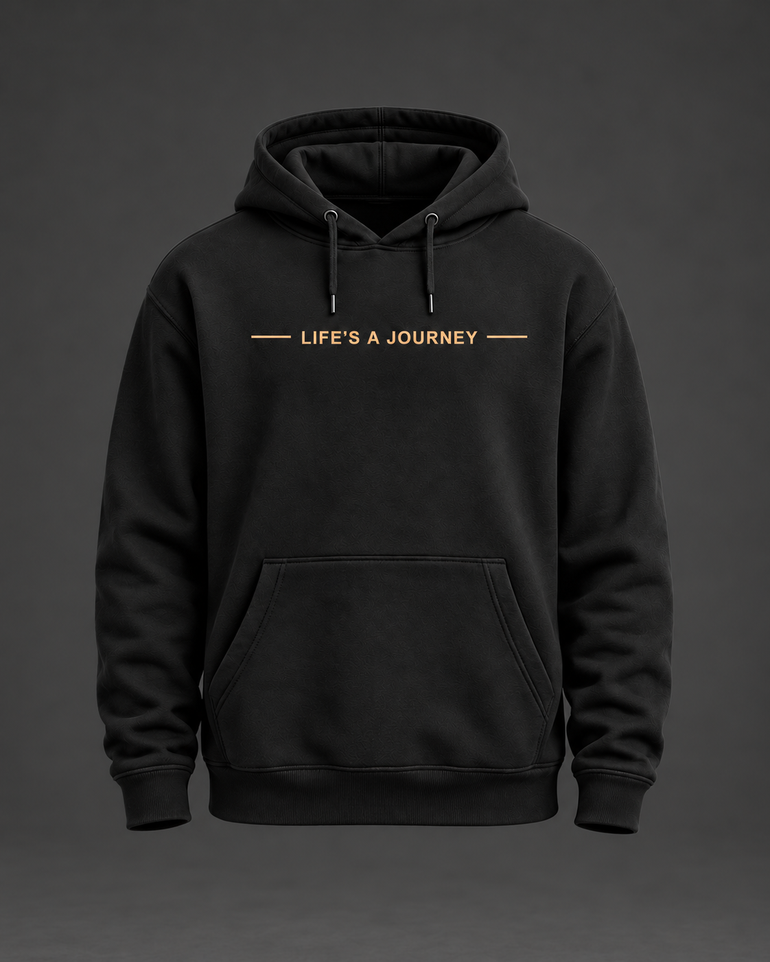 VOYAKIND Gym & Daily | Spine Edition Hoodie — front view, digital black-garment mockup